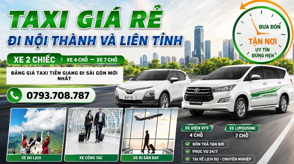 Bảng Giá Taxi Tiền Giang Đi Sài Gòn Mới Nhất
